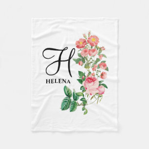 Vintage Blumige Botanische Individuelle Monogramm Fleecedecke