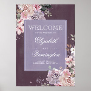 Vintage Blumige Hochzeits-Willkommensschild Poster