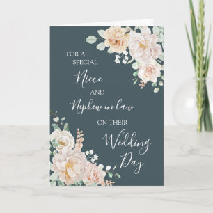 Vintage Blumige Hochzeitstag Nichte Neffe Schwager Dankeskarte