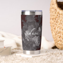 Vintage Blumige Stilleben Kunstvolles Burgund Thermobecher