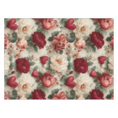 Vintage Blumige Valentinstag-Muster Tischdecke (Vorderseite (Horizontal))