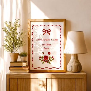 Vintage Blumiges Rotes Band Coquette Zitat Druck Poster