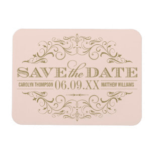 Vintage Blush Antique Flourish Save the Date Magnet
