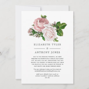 Vintage-Blush-Blumen-Hochzeit mit reduzierter Gäst Ankündigung