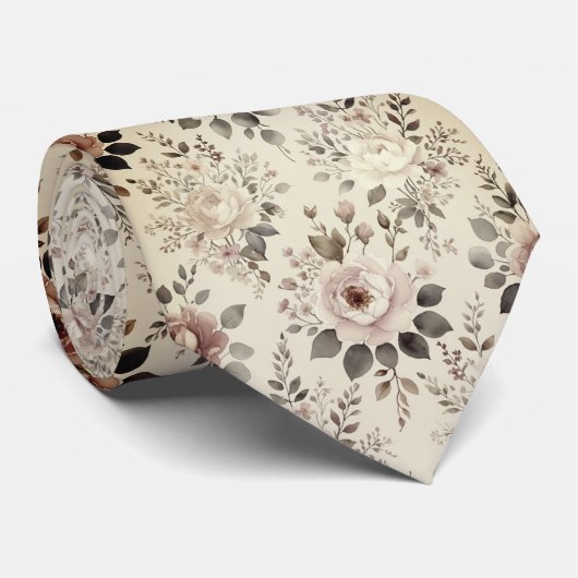 Vintage-Blush-Blumenmuster Krawatte (Gerollt)