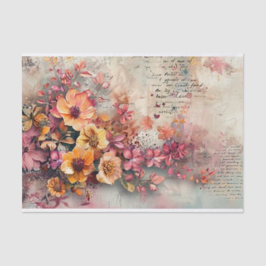 Vintage Blush & Bronze Botanicals Dekoupage Print Seidenpapier (Vorderseite)