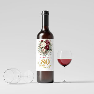 Vintage Blush Burgund 80. Geburtstags-Weinetikette Weinetikett