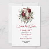 Vintage Blush Burgunder Floral Save The Date (Vorderseite)