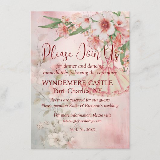 Vintage Blush Dress QR Code Hochzeit Begleitkarte (Vorderseite)