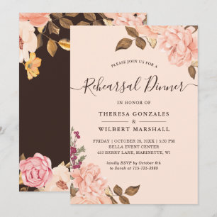 Vintage Blush Floral Probe Dinner Einladung