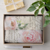Vintage Blush Floral Rose Alte Buchstabentreue Seidenpapier (Geschenk)