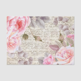 Vintage Blush Floral Rose Alte Buchstabentreue Seidenpapier