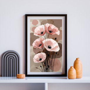 Vintage Blush Mohnblumenstrauß Fotodruck