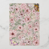 Vintage Blush Peony Bridal Dusche Teezeremonie auf Folieneinladung (Rückseite)