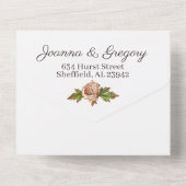 Vintage Blush & Pflaumenblume Einladung (Rückseite)