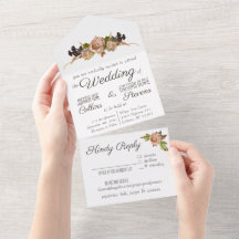 Vintage Blush & Pflaumenblume Einladung