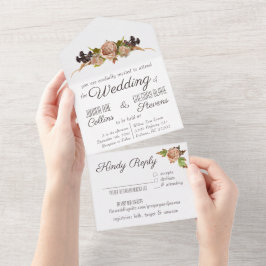 Vintage Blush & Pflaumenblume Einladung