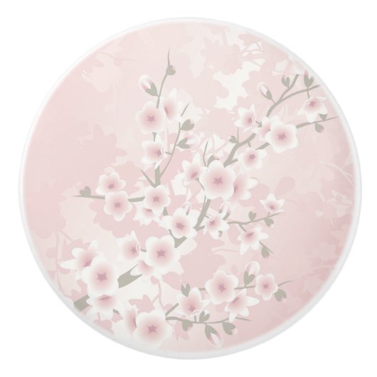 Vintage Blush PInk Cherry Blossom Keramikknauf (Vorderseite)