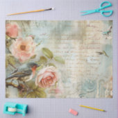 Vintage Blush Pink Rose Birds Decoupage Seidenpapier (Basteln)
