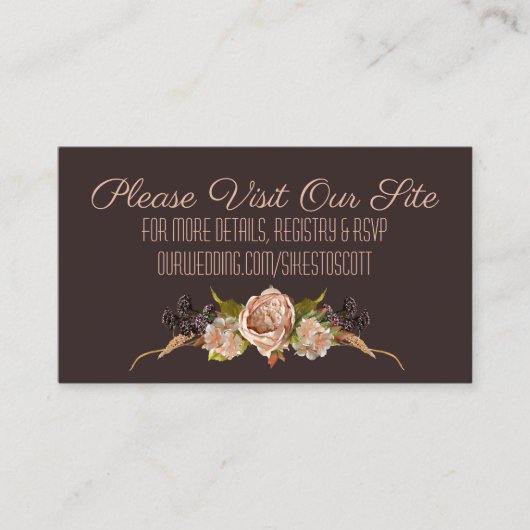 Vintage Blush & Plum Floral Hochzeitsstätte Begleitkarte (Vorderseite)