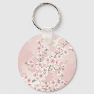 Vintage Blush Rosa Kirschblüte Schlüsselanhänger