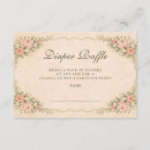 Vintage Blush Rose Garden Diapper Raffle Begleitkarte (Vorderseite)