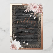 Vintage Blush Rustic Rose Gold Wedding Folieneinladung (Vorderseite)