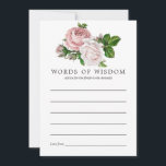 Vintage Blush und Burgund Blumenbridal - Rat Hinweiskarte<br><div class="desc">Vintage Rosa- und Bordeaux-Rose Brautparty-Ratschläge für zukünftige Karten mit Akzenten von Elfenbeinweiß.</div>