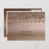 Vintage Blushing Pink Lack Save the Date Ankündigungspostkarte (Vorne/Hinten)