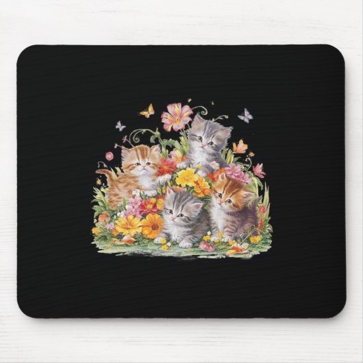 Vintage, blutdruckfarbene Kätzchen Mousepad (Vorne)