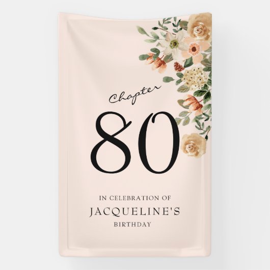 Vintage Blüte am 80. Geburtstag Banner (Vertikal)