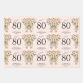 Vintage Blüte am 80. Geburtstag Geschenkpapier Set (Vorderseite 2)
