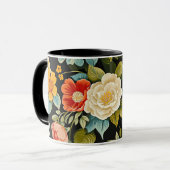 Vintage Blüte auf schwarzem Hintergrund Tasse (Vorderseite Links)