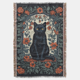 Vintage Blüte der schwarzen Katze Decke