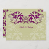 Vintage Blüte Geblüht Lila Hochzeitseinladung Einladung (Vorne/Hinten)