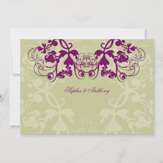 Vintage Blüte Geblüht Lila Hochzeitseinladung Einladung (Vorderseite)