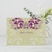 Vintage Blüte Geblüht Lila Hochzeitseinladung Einladung (Stehend Vorderseite)