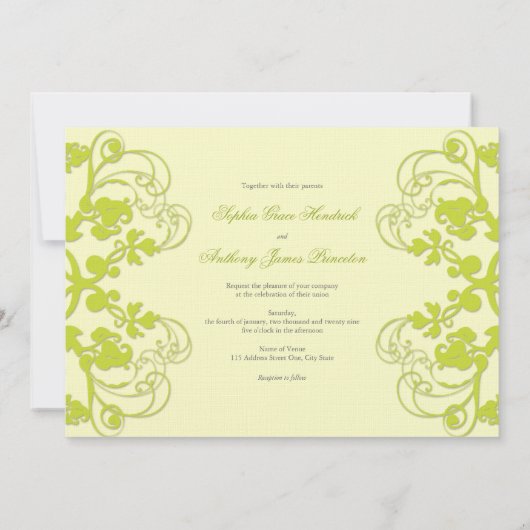 Vintage Blüte Geblüht Limone Hochzeitseinladung Einladung (Rückseite)