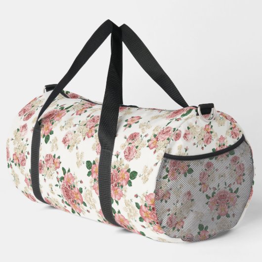 Vintage Blüte in Weiß Duffle Bag (Rechte Ecke)