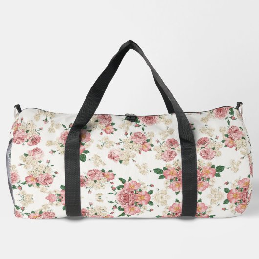 Vintage Blüte in Weiß Duffle Bag (Rückseite)
