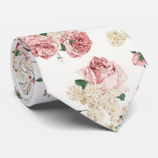 Vintage Blüte in Weiß Krawatte (Gerollt)