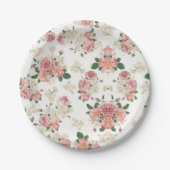 Vintage Blüte in Weiß Pappteller (Vorderseite)