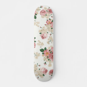 Vintage Blüte in Weiß Skateboard