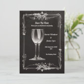 Vintage Blüte mit Silberschampagner Toast Einladung (Stehend Vorderseite)