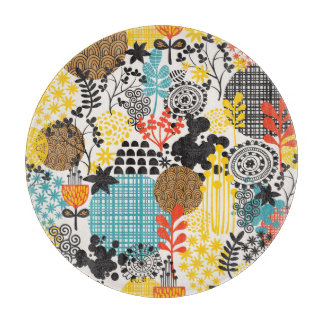 Vintage Blüte: Nahtlose Graslandschaft Schneidebrett