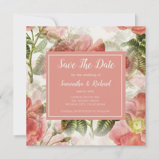 Vintage Blüte Save the Date gestrichen (Vorderseite)