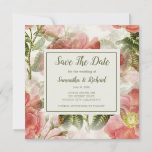 Vintage Blüte Save the Date gestrichen