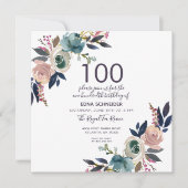 Vintage Blüten | 100. Geburtstag Einladung (Vorderseite)