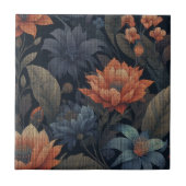 Vintage Blüten auf Linentextur Fliese (Vorderseite)