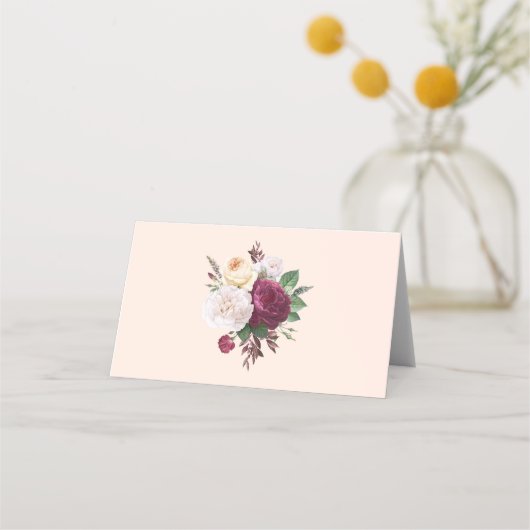 Vintage Blüten Blumenzehen Platzkarte (Rückseite)